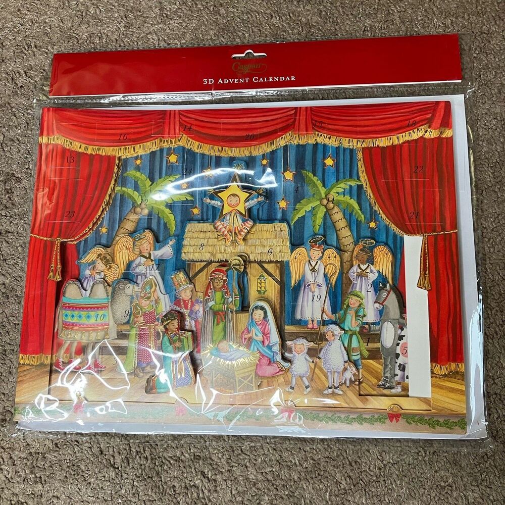Caspari 3D Christmas Advent Calendar Card Ingrid Slyder Children’s Nativity Play